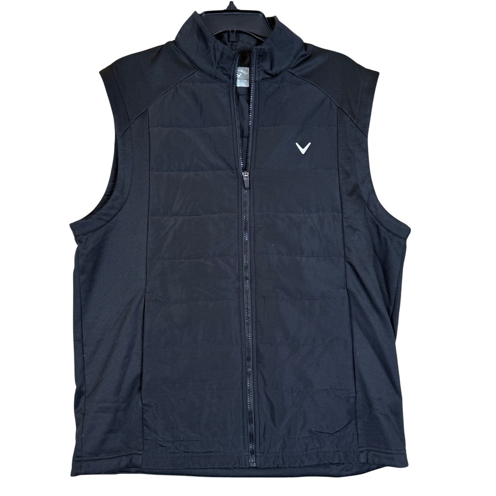 Callaway Golf Vest L 22.5x28 Hybrid Puffer Full Zip Black Sleeveless Golfcore